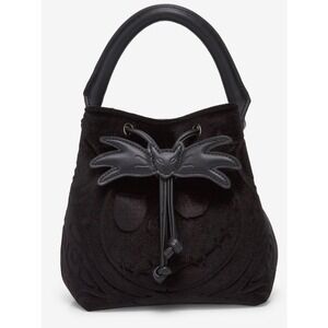 NEW Loungefly Disney Jack Skellington Bow Tie Velvet Bucket‎ Crossbody Bag